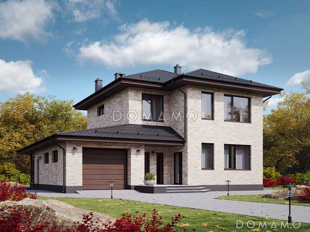 Проект дома с гаражом, мастер-спальней и комнатой на первом этаже