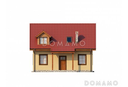 Проект компактного одноэтажного мансардного дома из газобетона квадратной формы с барбекю на террасе / Фасад 3