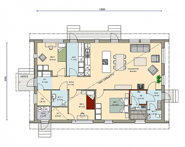 Проект каркасного дома с функциональной кухней-столовой / План 1 этажа