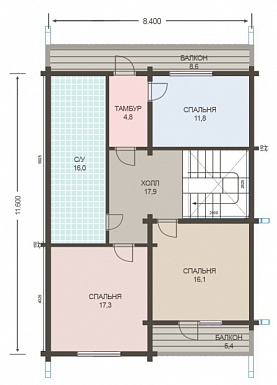 Проект дома из клееного бруса до 200 кв.м / План мансардного этажа