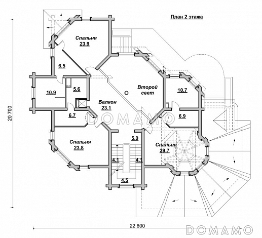 Коттедж с причудливыми башенками / План 2 этажа
