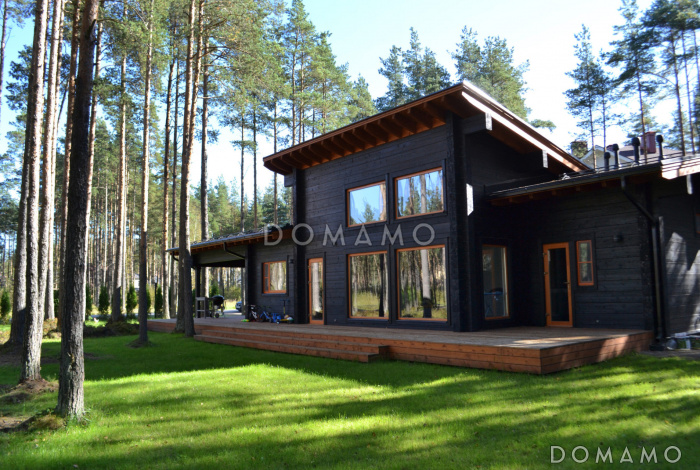 Проект дома из клееного бруса с сауной, хозяйской спальней, с отдельным гардеробом и санузлом