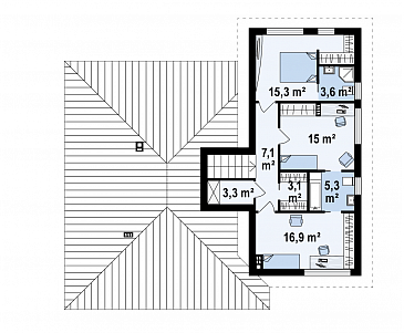 Проект комфортного одноэтажного дома из газобетона с подземным гаражом и бильярдной на цокольном этаже / План 2 этажа