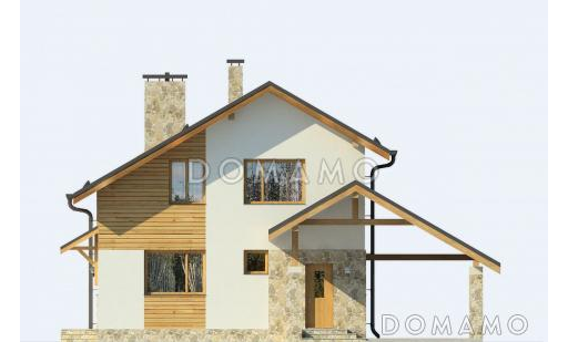 Проект загородного дома с мансардой и навесом для машины / Фасад 1