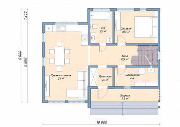 Каркасный дом "Вингард" / План 1 этажа