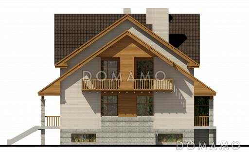 Загородный дом с окнами в пол, с тремя террасами и лоджией / Фасад 2