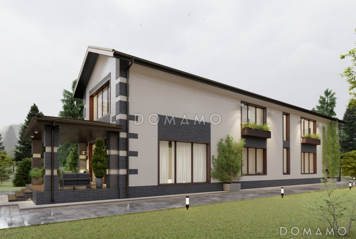 Проект двухэтажного дома из керамоблоков для узкого участка