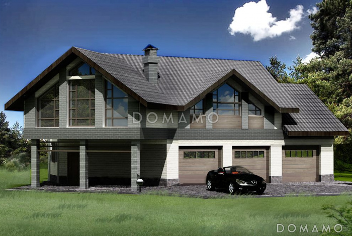 Проект гаража с мансардным жилым этажом