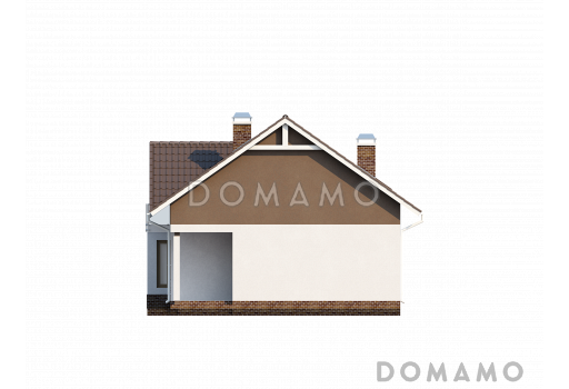 Проект одноэтажного мансардного дома из кирпича с кабинетом на первом этаже / Фасад 4