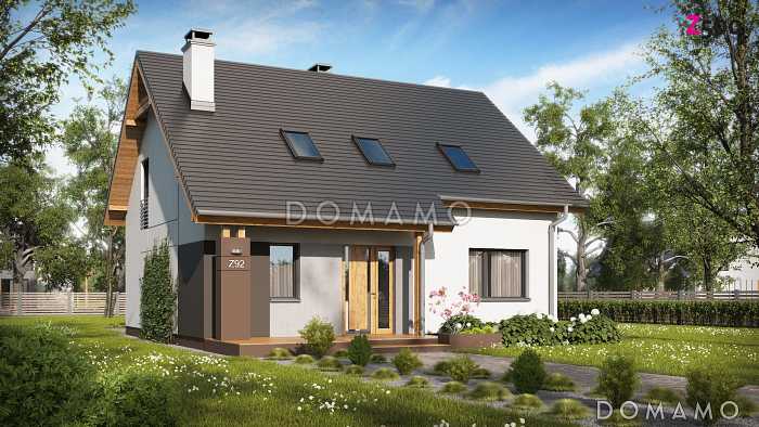 Проект классического мансардного дома из газобетона с кабинетом и большим техническим помещением