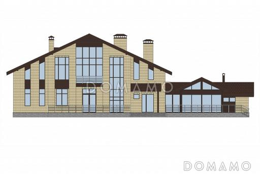 Проект кирпичного дома для нескольких поколений семьи / Фасад 1