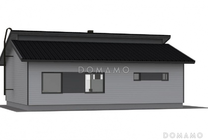 Проект одноэтажного каркасного дома с гостиной совмещенной с кухней