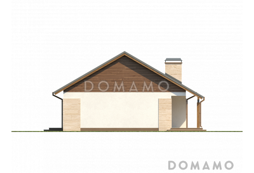 Проект классического одноэтажного дома из газобетона с тремя спальнями и возможностью обустройства мансарды / Фасад 3