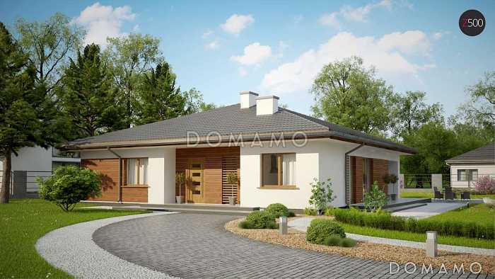 Проект одноэтажного дома из газобетона с тремя спальнями и кабинетом