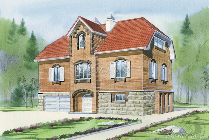 Проект просторного коттеджа с гаражом и сауной