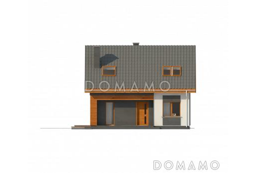 Проект одноэтажного мансардного дома из газобетона с дополнительной спальней на первом этаже  / Фасад 1