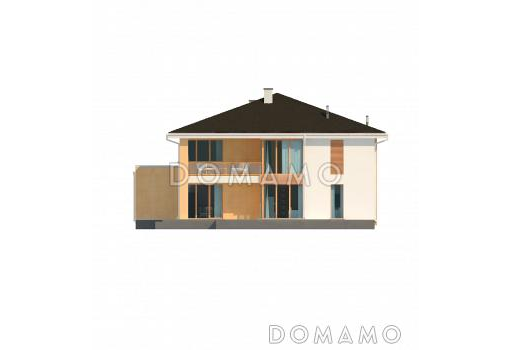 Проект просторного двухэтажного дома из газобетона с гаражом на два автомобиля для большой семьи  / Фасад 3