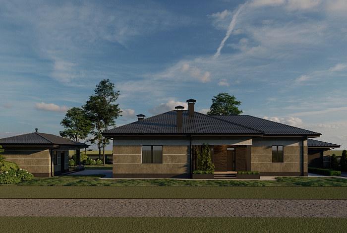 Проект газобетонной беседки с хозблоком и барбекю