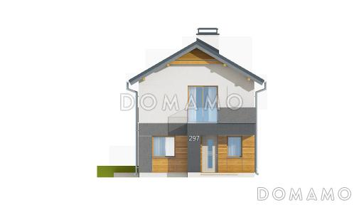 Проект небольшого двухэтажного дома из газобетона с тремя спальнями и балконом / Фасад 2