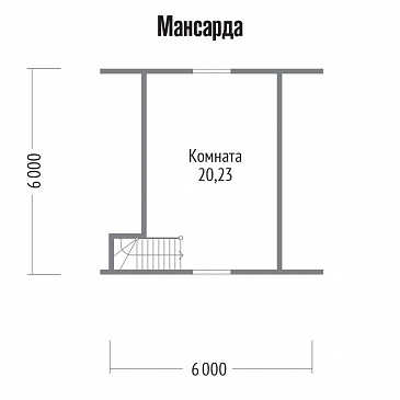 Проект бани из клееного бруса 6х6 с мансардой / План мансардного этажа