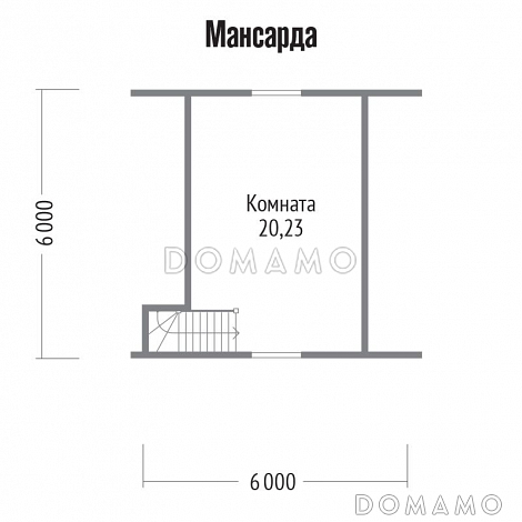 Проект бани из клееного бруса 6х6 с мансардой / План мансардного этажа