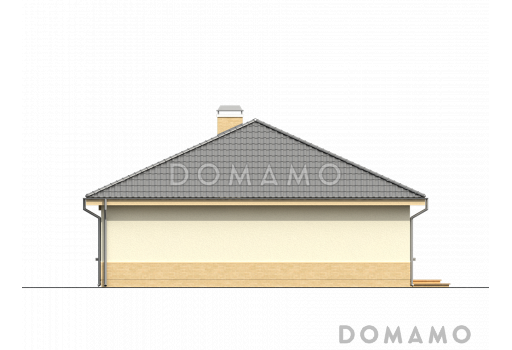 Проект одноэтажного дома из газобетона с кирпичными фасадами с тремя спальнями, светлой гостиной и угловым окном в кухне / Фасад 1