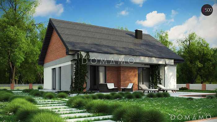 Проект простого уютного одноэтажного дома из газобетона с двумя спальнями и возможностью обустройства мансарды