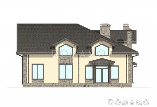 Проект дома с подвалом, сауной, 4 спальнями и вторым светом / Фасад 4