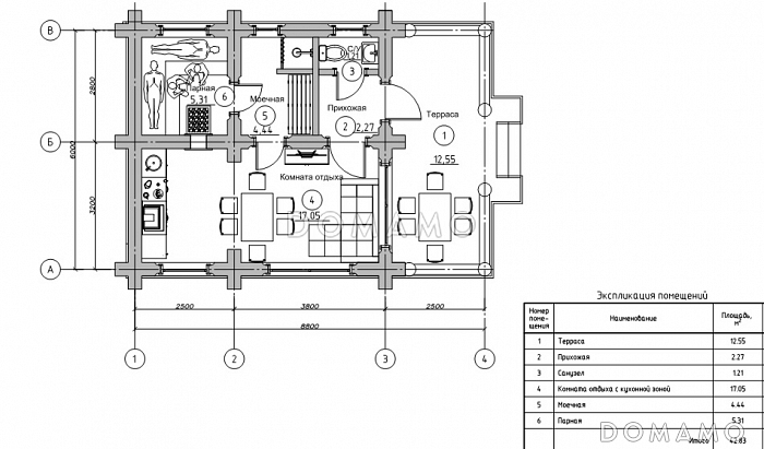 Баня "Перун" / План 1 этажа