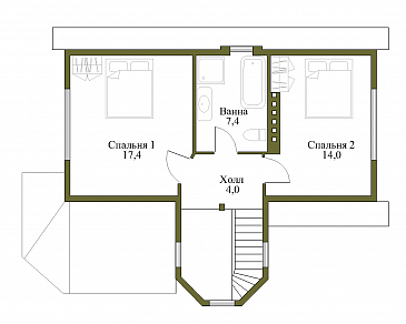 Проект коттеджа с зимним садом и гаражом / План мансардного этажа