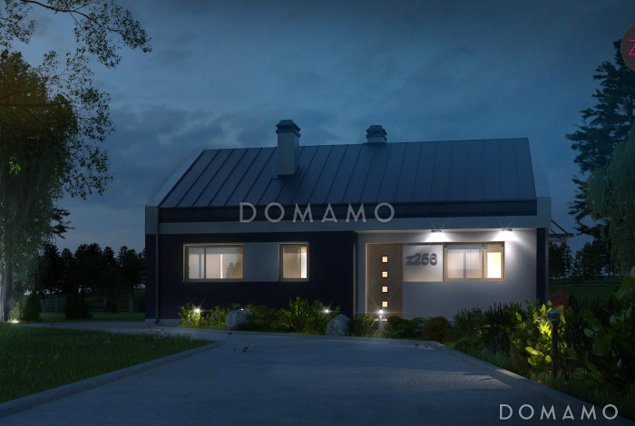 Проект одноэтажного дома из газобетона с оригинальной открытой террасой 