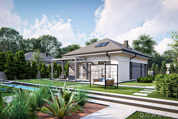 Проект дома с прачечной, гаражом, тремя спальнями на мансарде и просторной гардеробной