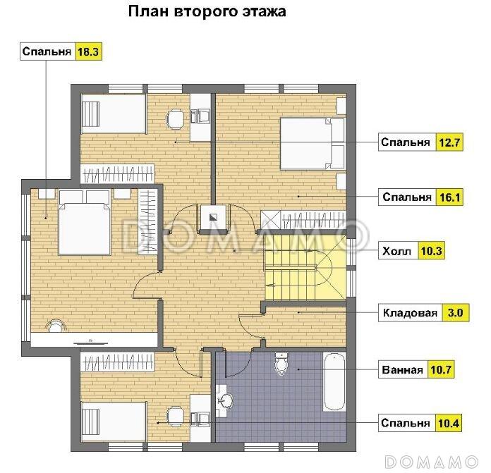 Проект каркасного дома с мансардой / План мансардного этажа