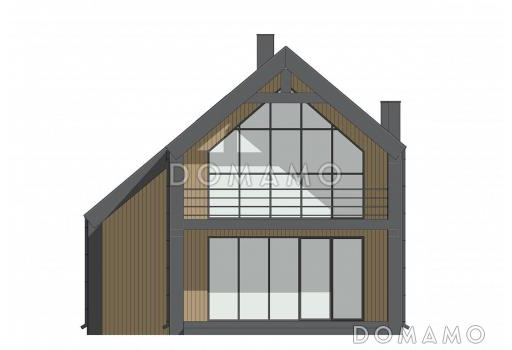 Проект двухэтажного дома из газобетона в стиле барнхаус с панорамными окнами в гостиной / Фасад 3