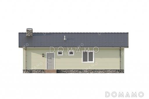 Проект простого дома с тремя спальнями, котельной и кухней-гостиной / Фасад 3