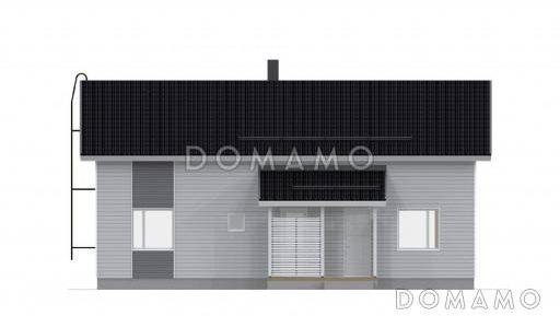 Проект современного двухэтажного каркасного дома с облицовкой деревянной вагонкой / Фасад 1