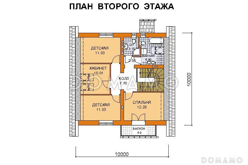 Проект дома из пеноблоков до 150 кв.м / План мансардного этажа