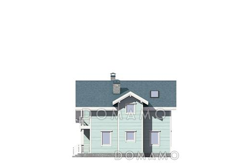 Проект дома с крытой террасой, гостиной с камином, спальней на первом этаже, балконом / Фасад 4