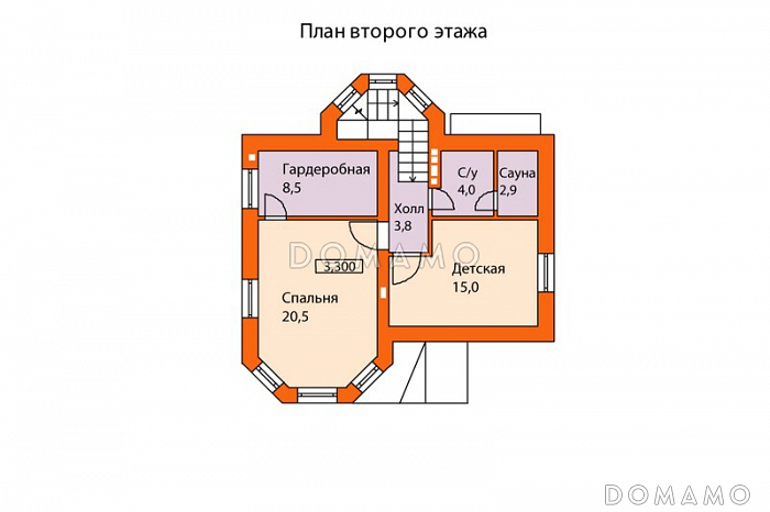 Проект кирпичного дома с выразительной архитектурой / План 2 этажа