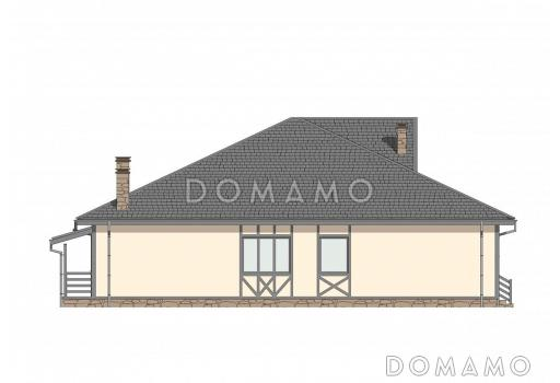 Проект одноэтажного дома с 3 спальнями, кабинетом и антресолью на чердаке / Фасад 4