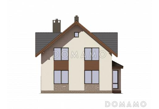 Проект дома из газобетона с большой террасой на втором этаже / Фасад 2