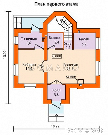 Проект дома из SIP панелей с полным вторым этажом / План 1 этажа