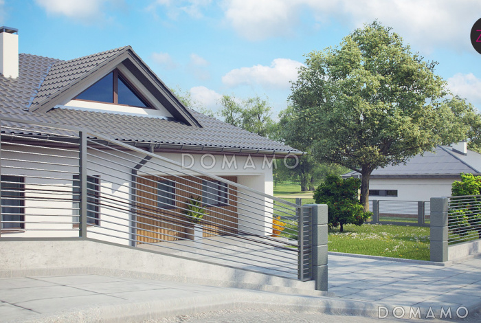 Проект одноэтажного дома из кирпича с тремя спальнями и треугольным окном на чердаке с изменениями в планировке