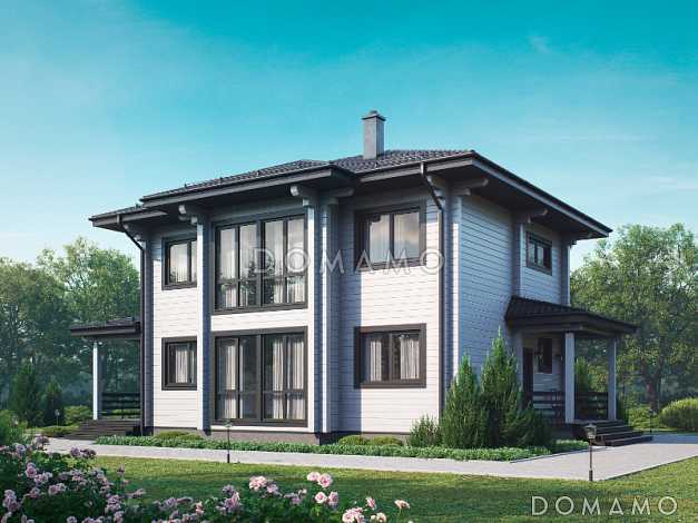 Проект двухэтажного дома с террасой, кладовой, двумя детскими спальнями