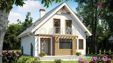 Проект классического мансардного дома из газобетона с кабинетом, с эркером и балконом