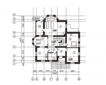 Проект компактного дома с подвальным этажом / План 1 этажа