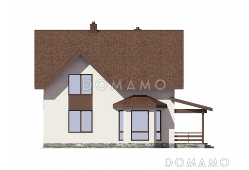 Проект загородного дома с крытой террасой и просторными спальными комнатами / Фасад 4