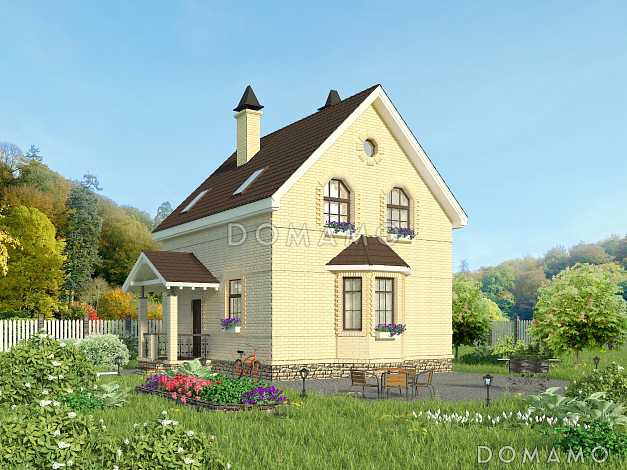 Проект лаконичного полутораэтажного коттеджа из кирпича