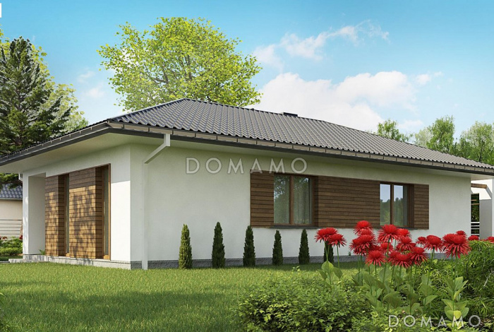 Проект компактного одноэтажного дома из кирпича для небольшой семьи