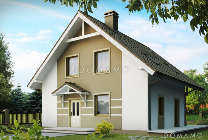 Проект загородного дома с камином, просторной гостиной, балконом, большой ванной с окном